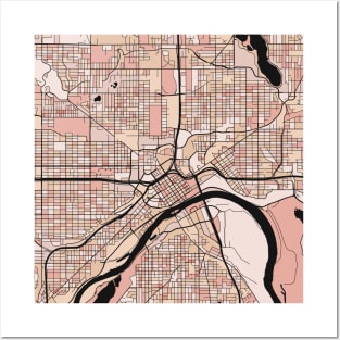 Saint Paul Map Pattern in Soft Pink Pastels Posters and Art